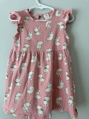 H&M Pink Bunny Print Cotton Dress